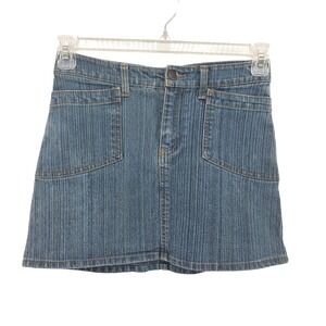 Abercrombie Fitch‎ A 92 Denim Mini Skirt Size 6 Blue Vertical Stripe Y2K Retro